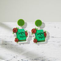 1 Pair Preppy Style Artistic Book Letter Flower Printing Arylic Drop Earrings sku image 3