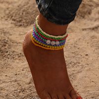 Beach Color Block Heart Shape Alloy Rhinestone Glass Women's Anklet sku image 2