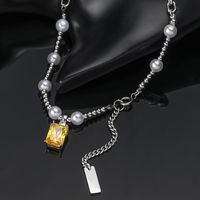 Simple Style Color Block Square 304 Stainless Steel Zircon Unisex Necklace main image 5