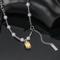 Simple Style Color Block Square 304 Stainless Steel Zircon Unisex Necklace main image 6