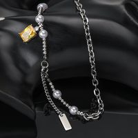 Simple Style Color Block Square 304 Stainless Steel Zircon Unisex Necklace main image 7