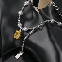 Simple Style Color Block Square 304 Stainless Steel Zircon Unisex Necklace main image 8