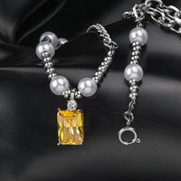 Simple Style Color Block Square 304 Stainless Steel Zircon Unisex Necklace main image 1
