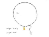 Simple Style Color Block Square 304 Stainless Steel Zircon Unisex Necklace main image 2