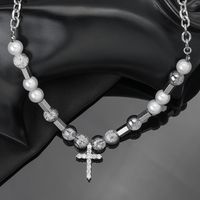 Classic Style Cross 304 Stainless Steel Zircon Unisex Necklace main image 3
