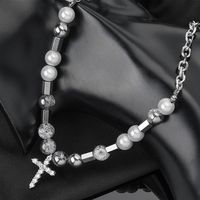 Classic Style Cross 304 Stainless Steel Zircon Unisex Necklace main image 4