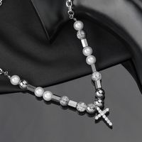 Classic Style Cross 304 Stainless Steel Zircon Unisex Necklace main image 7