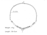 Classic Style Cross 304 Stainless Steel Zircon Unisex Necklace main image 2
