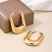 1 Pair Elegant Retro Exaggerated U Shape Solid Color Hollow Out Alloy Earrings main image 1