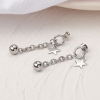 1 Pair Simple Style Star Ball Plating Chain 304 Stainless Steel Drop Earrings main image 4