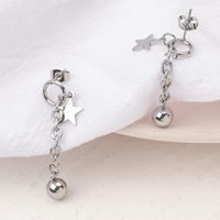1 Pair Simple Style Star Ball Plating Chain 304 Stainless Steel Drop Earrings main image 5