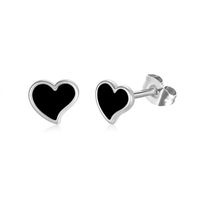 1 Pair Cute Tropical Heart Shape Enamel Stainless Steel Earrings sku image 1