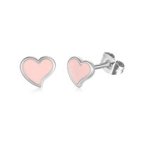 1 Pair Cute Tropical Heart Shape Enamel Stainless Steel Earrings sku image 2