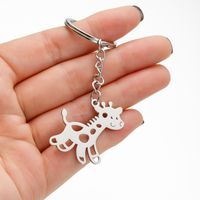 Cute Dog Giraffe Stainless Steel Irregular Polishing Keychain sku image 4