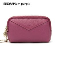 Leather Coin Purse New First Layer Cowhide Double Layer Zipper Key Ring Coin Storage Bag sku image 7