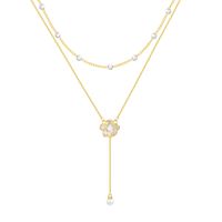 Rostfreier Stahl IG-Stil Elegant Überzug Inlay Einfarbig Künstliche Perlen Doppellagige Halsketten main image 10