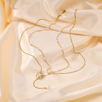 Acier Inoxydable Style IG Élégant Placage Incruster Couleur Unie Perles Artificielles Colliers Double Couche main image 7