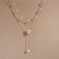 Rostfreier Stahl IG-Stil Elegant Überzug Inlay Einfarbig Künstliche Perlen Doppellagige Halsketten main image 9