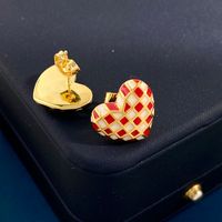 1 Pair Sweet Heart Shape Plating Inlay Copper Zircon Ear Studs main image 3