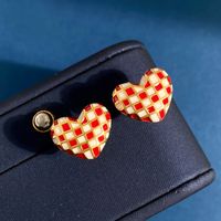 1 Pair Sweet Heart Shape Plating Inlay Copper Zircon Ear Studs main image 7