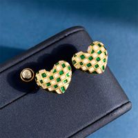 1 Pair Sweet Heart Shape Plating Inlay Copper Zircon Ear Studs main image 5