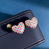 1 Pair Sweet Heart Shape Plating Inlay Copper Zircon Ear Studs sku image 4