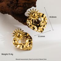 1 Paar Ig-stil Retro Oval Herzform Blume Polieren Überzug Inlay Rostfreier Stahl Künstliche Perlen 18 Karat Vergoldet Ohrringe sku image 1