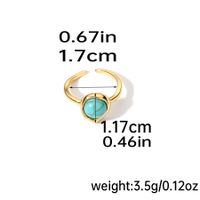 Retro Color Block Natural Stone Copper Plating Inlay Turquoise 18k Gold Plated Open Rings sku image 1