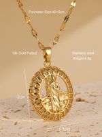 Elegant Round Stainless Steel Plating Hollow Out Inlay Zircon 18k Gold Plated Pendant Necklace main image 2