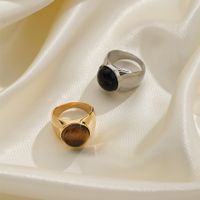 Elegant Round Tiger Eye Copper Obsidian Plating Inlay Tiger Eye Obsidian Gold Plated Silver Plated Rings main image 3