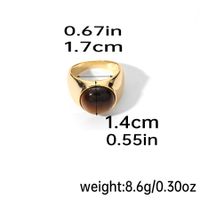 Elegant Round Tiger Eye Copper Obsidian Plating Inlay Tiger Eye Obsidian Gold Plated Silver Plated Rings sku image 2