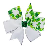Kid's Classic Style Shamrock Bow Knot Cloth Metal Hair Clip main image 5