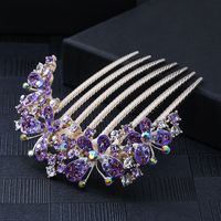 Women's Chinoiserie Flower Butterfly Alloy Plating Insert Comb sku image 7
