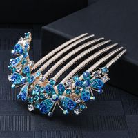 Women's Chinoiserie Flower Butterfly Alloy Plating Insert Comb sku image 8