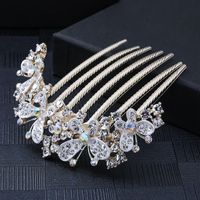 Women's Chinoiserie Flower Butterfly Alloy Plating Insert Comb sku image 9