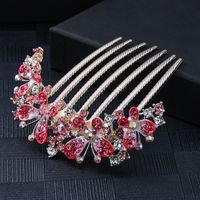 Women's Chinoiserie Flower Butterfly Alloy Plating Insert Comb sku image 10