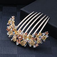 Women's Chinoiserie Flower Butterfly Alloy Plating Insert Comb sku image 11