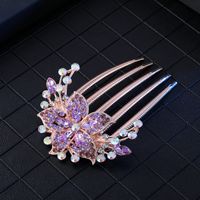 Women's Chinoiserie Flower Butterfly Alloy Plating Insert Comb sku image 1