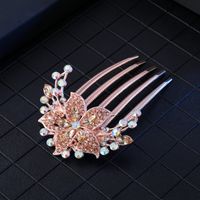 Women's Chinoiserie Flower Butterfly Alloy Plating Insert Comb sku image 6
