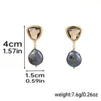 1 Pair Elegant Geometric Solid Color Plating Inlay Copper Artificial Crystal Freshwater Pearl Gold Plated Drop Earrings sku image 2