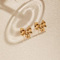 1 Pair Sweet Bow Knot Plating Copper Ear Studs main image 6