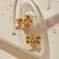 1 Pair Sweet Bow Knot Plating Copper Ear Studs main image 1
