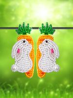 1 Pair Pastoral Rabbit Carrot Handmade Braid Alloy Seed Bead Drop Earrings main image 1