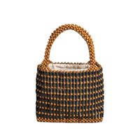 Women's Small Maple Color Block Vintage Style Square Open Straw Bag main image 2
