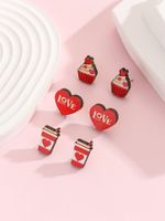 Wholesale Jewelry Cute Letter Heart Shape Wood Ear Studs main image 2