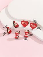 Wholesale Jewelry Cute Letter Heart Shape Wood Ear Studs main image 5