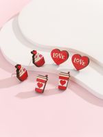 Wholesale Jewelry Cute Letter Heart Shape Wood Ear Studs main image 3