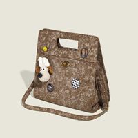 Women's Medium Corduroy Dog Argyle Streetwear Square Magnetic Buckle Shoulder Bag main image 3