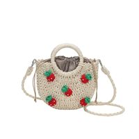 Women's Medium Straw Strawberry Cute Semicircle Zipper Handbag main image 2