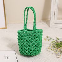 Women's Small Polyester Solid Color Vintage Style Round Open Bucket Bag sku image 3